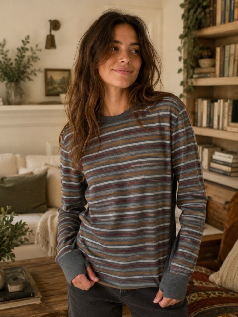 prAna 100% Organic Cotton Striped Longsleeve Shirt